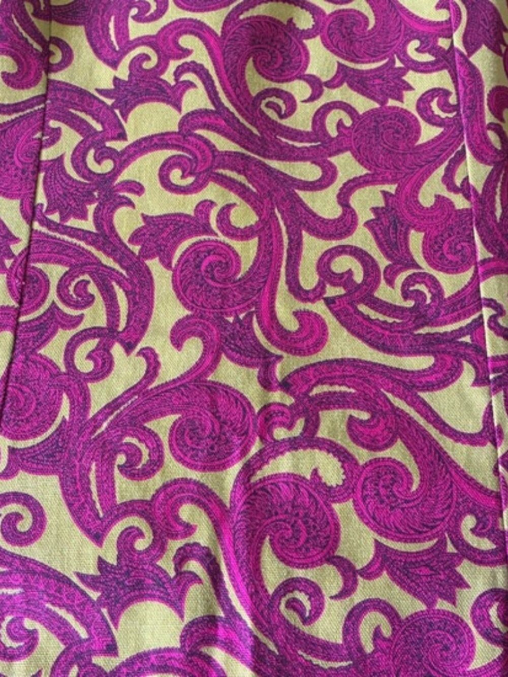 1960's Style Hand Made Maroon & Gold Abstract Swirl Shirt Dress - Picture 6 of 13